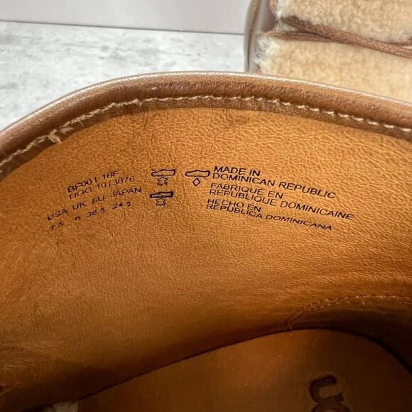 UGG Chestnut Analise Exposed Fur Leather Stacked Heel Ankle Boots Womens 7.5 - Picture 8 of 10